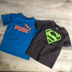 VGUC Athletic Shirt set- Puma Blue Tee and Brown Superman Tee
